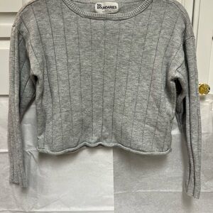 No Boundaries Light Gray Ribbed Crew Neck Sweater